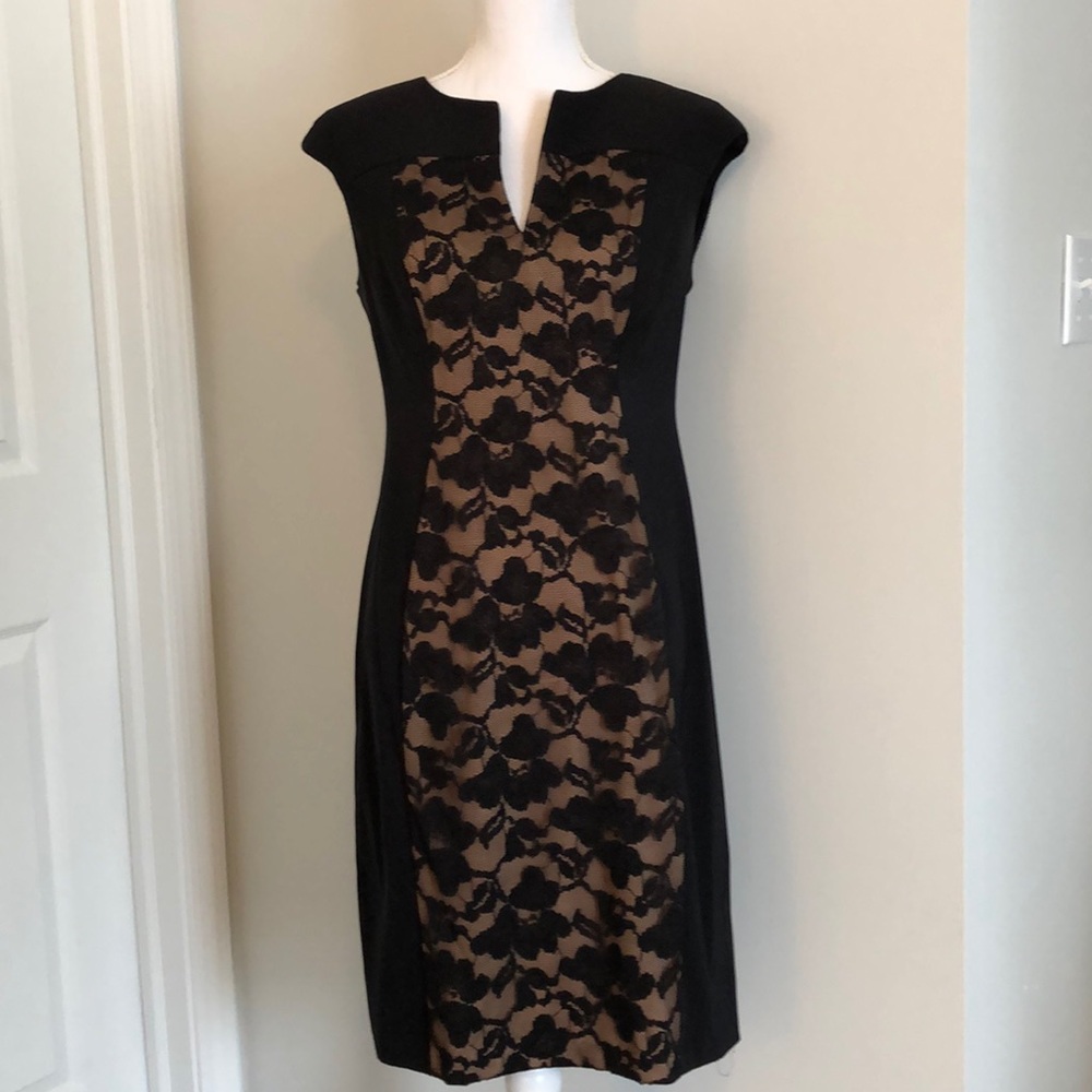 CONNECTED APPAREL- Black Sleeveless Lace Dress